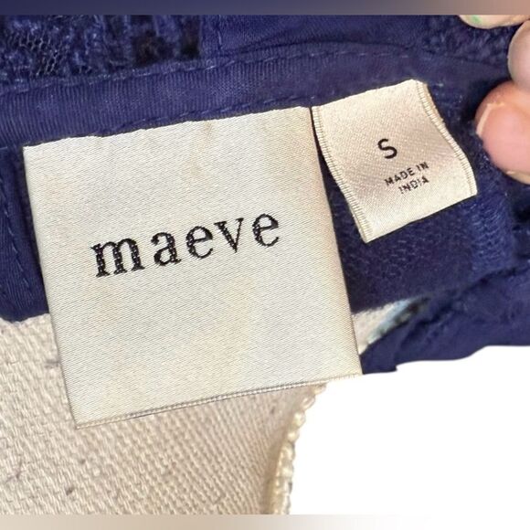 Anthropologie Maeve Short-Sleeve Embellished-Collar Top Size S Blue Peter Pan - Picture 5 of 5